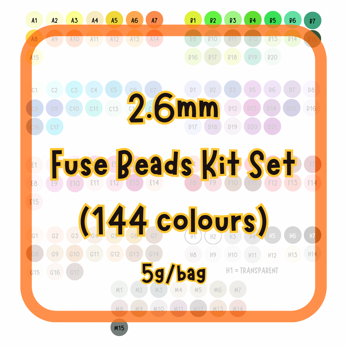 (Pre-order) Mini 2.6mm Fuse Beads Kit Set - 144 colours (with tools)