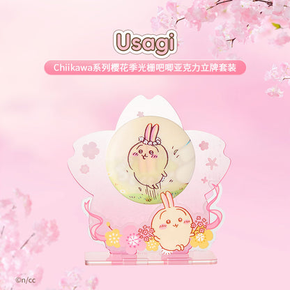 CHIIKAWA x MINISO - Sakura Season Series - Lenticular Badge/Pin Acrylic Stand Set (All 4 Types)