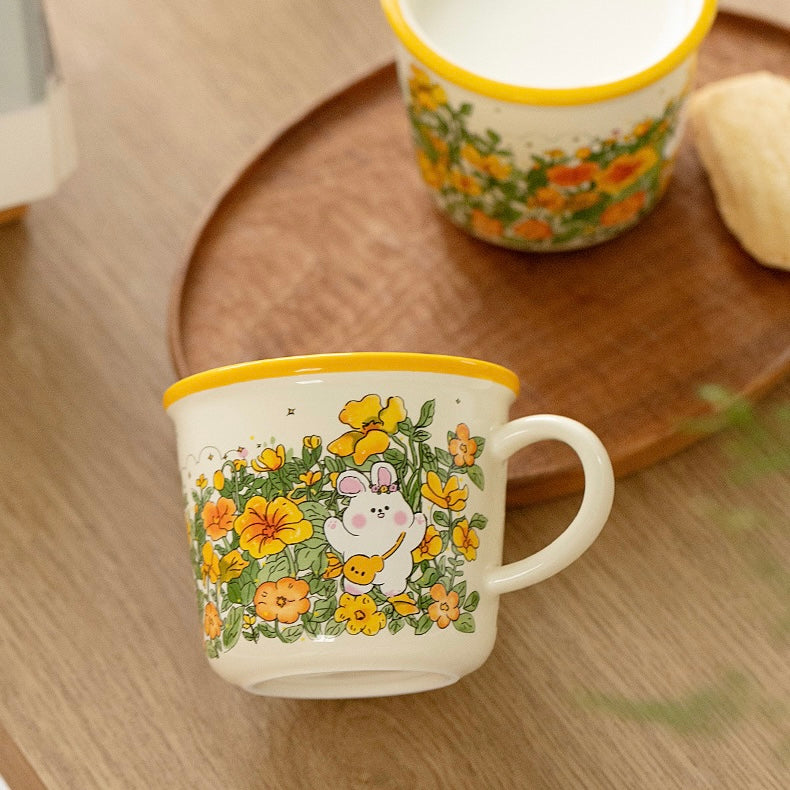 Pastoral Life Rabbit Ceramic Mug