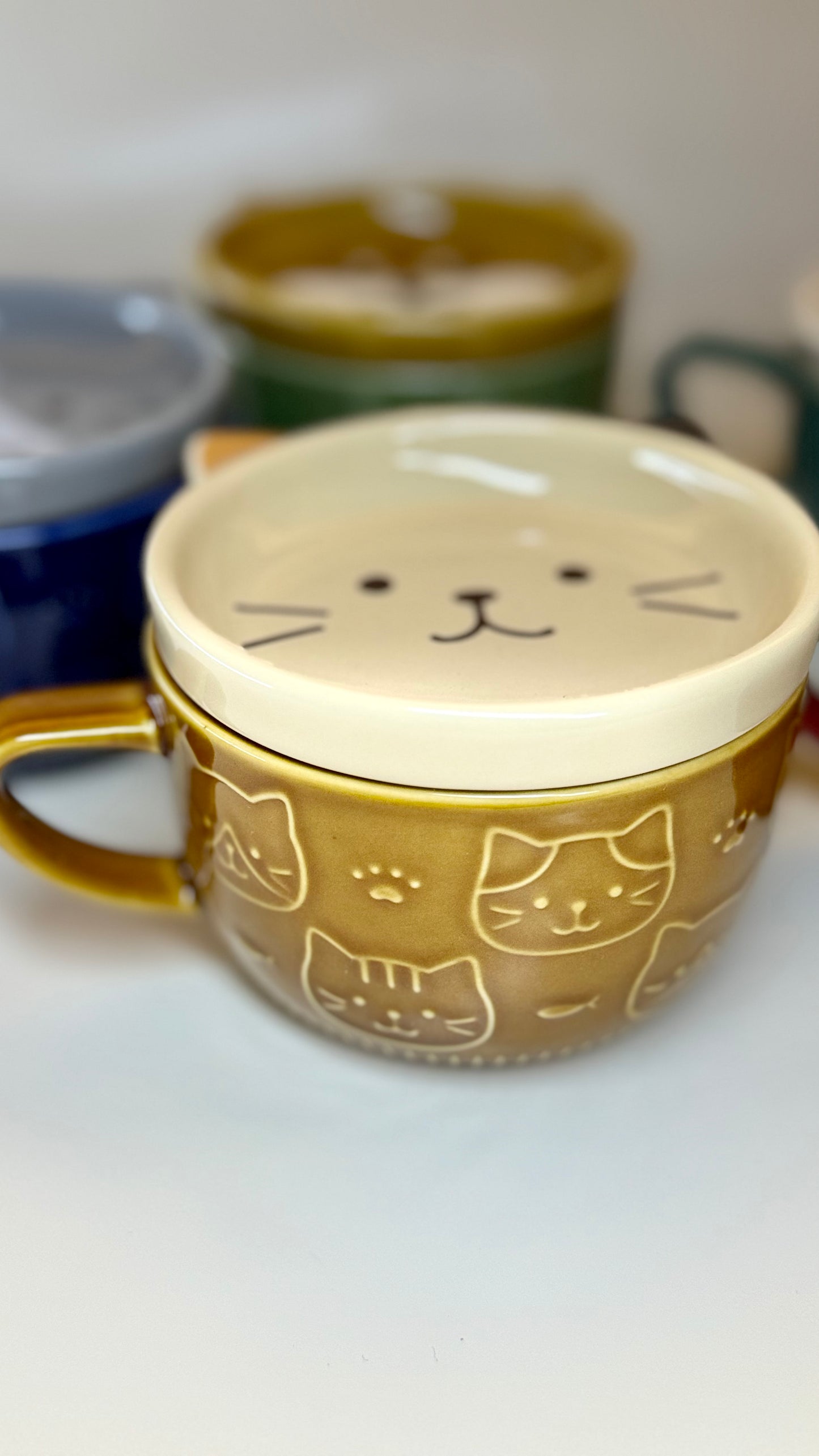 Cartoon Cute Animals Ceramic Embossed Mugs with Lid