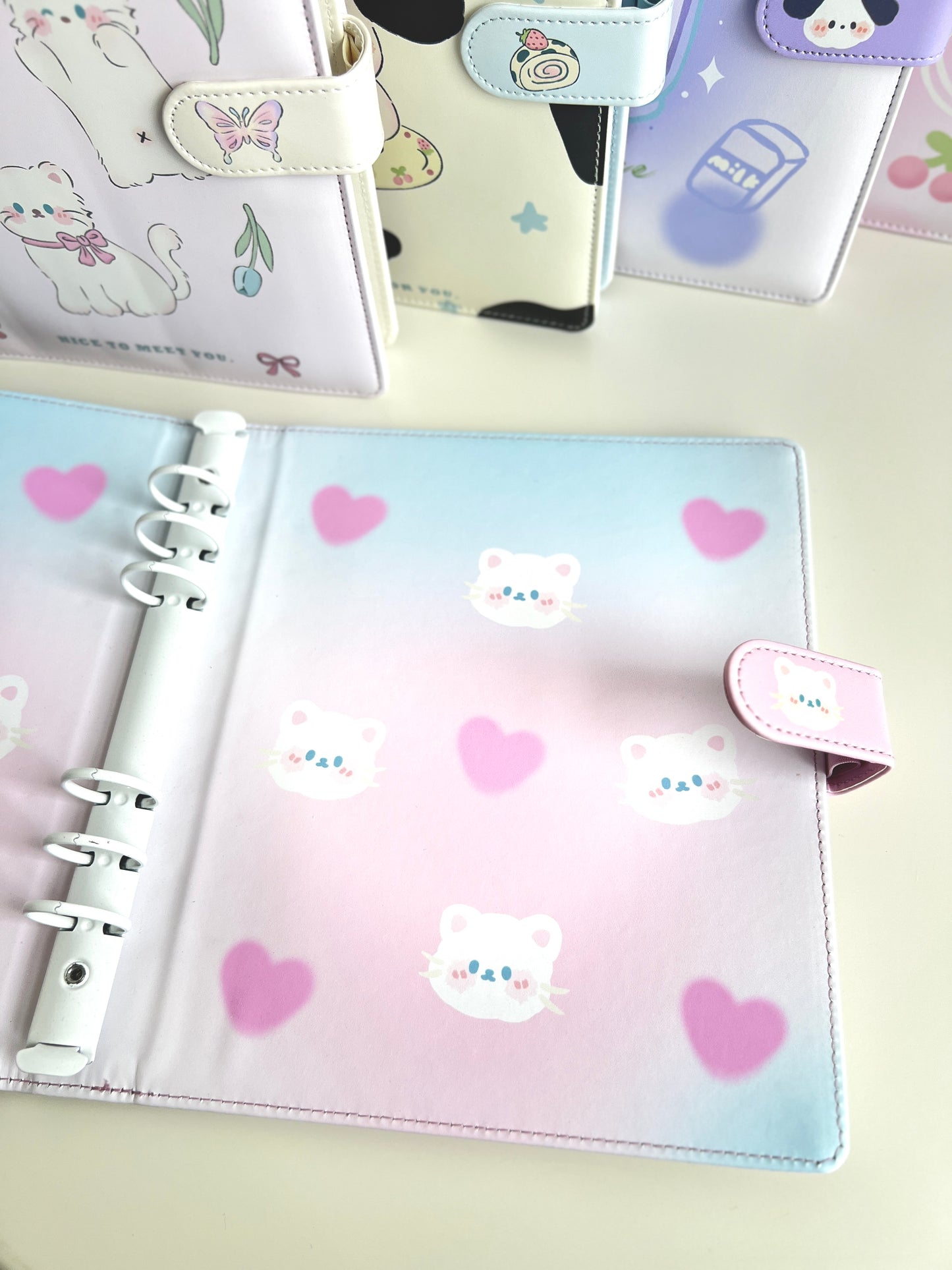 PU A5 Loose-Leaf 4-Grid Photo Card Binder