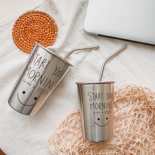 Cute Smile Face Stainless Steel Cup