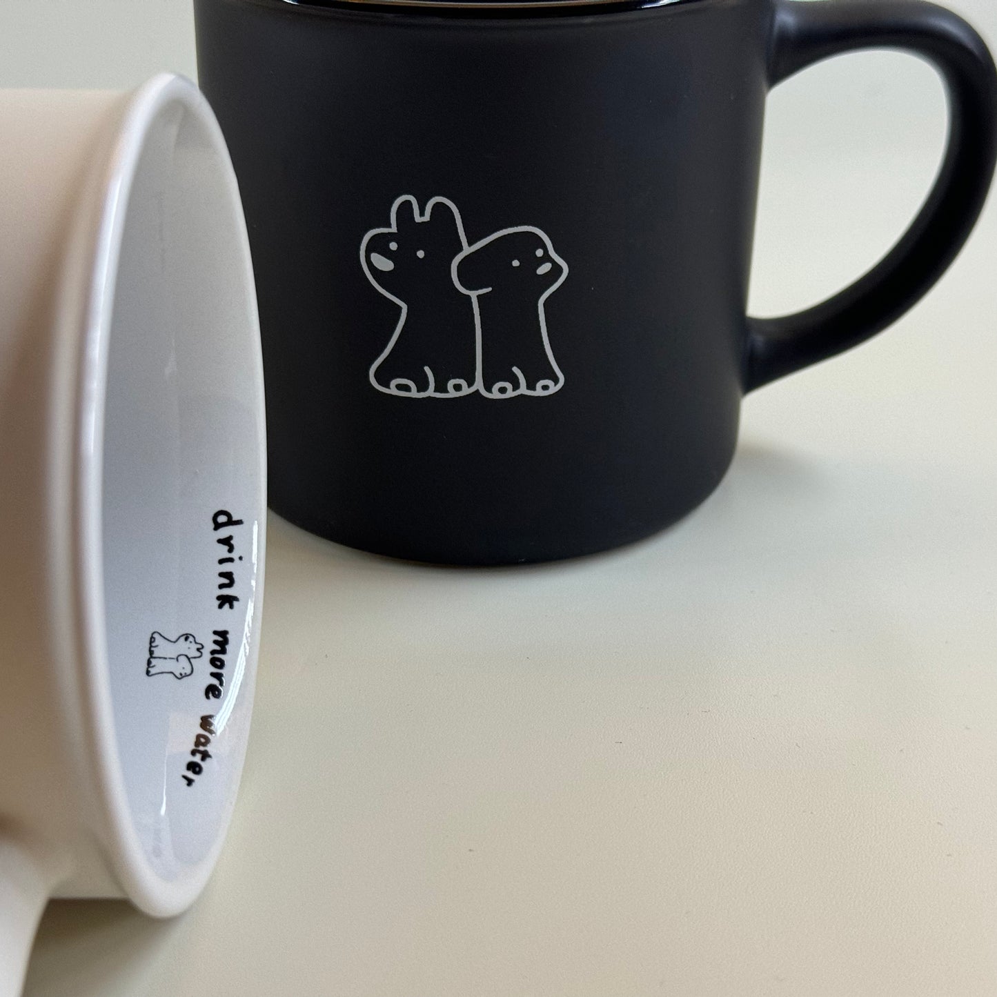 Frosted Black and White Puppy Coffee Mug