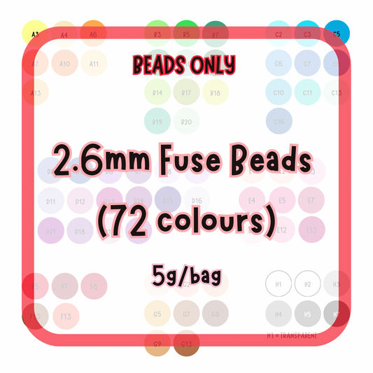 (Pre-order) Mini 2.6mm Fuse Beads - 72 colours (Beads ONLY)