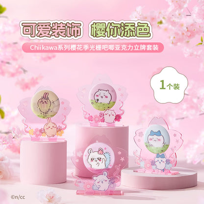 CHIIKAWA x MINISO - Sakura Season Series - Lenticular Badge/Pin Acrylic Stand Set (All 4 Types)