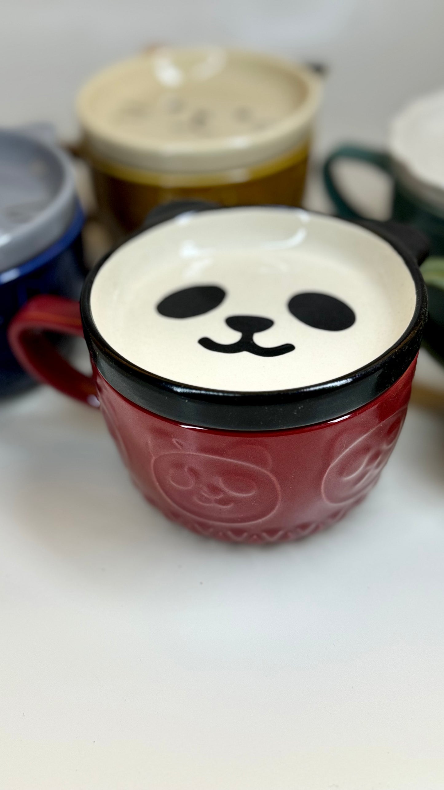 Cartoon Cute Animals Ceramic Embossed Mugs with Lid