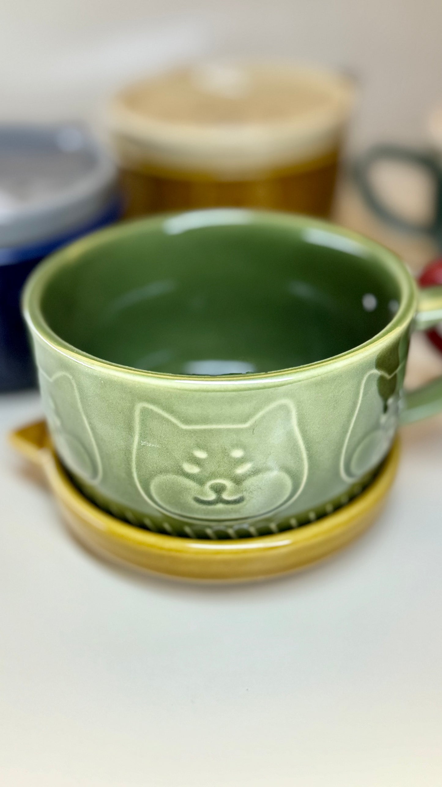 Cartoon Cute Animals Ceramic Embossed Mugs with Lid