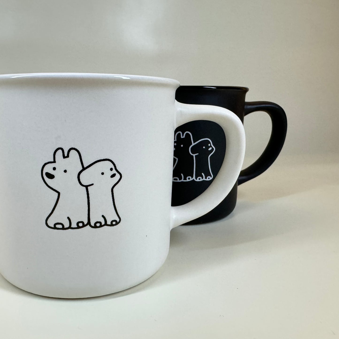 Frosted Black and White Puppy Coffee Mug