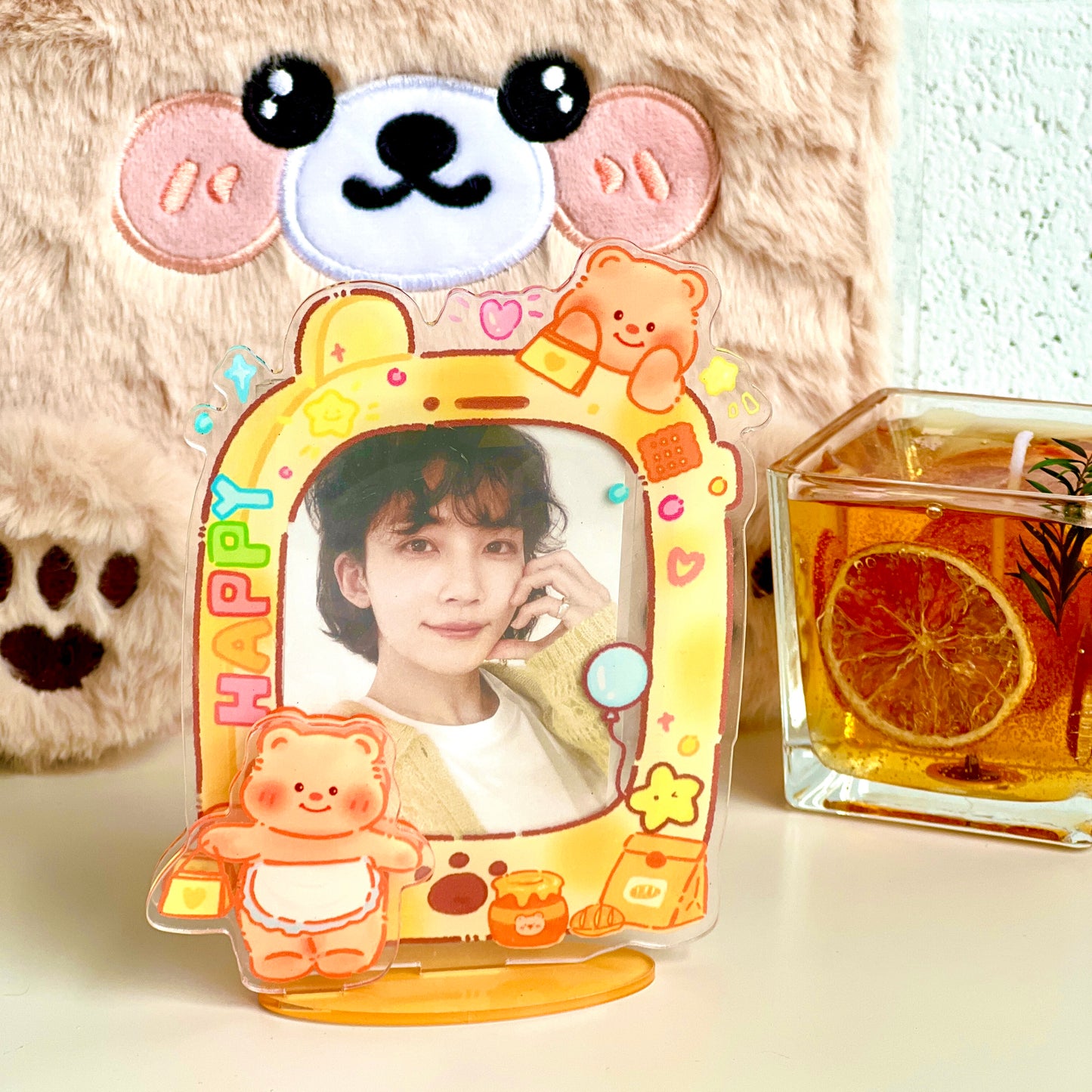 Acrylic Happy Bear Photo Card Stand Toploader