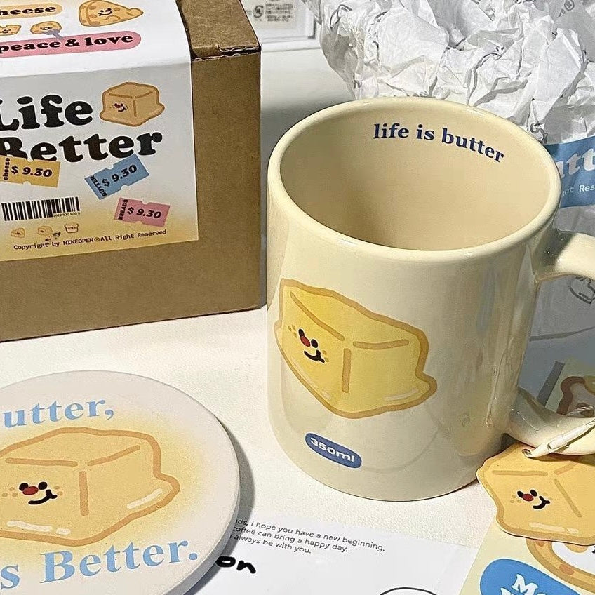 Cheese and Butter Mug with Coaster