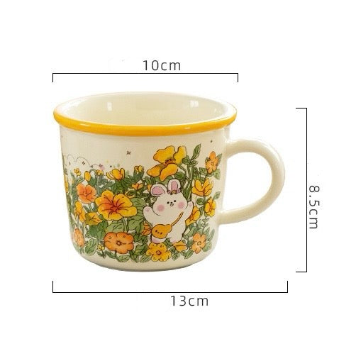 Pastoral Life Rabbit Ceramic Mug