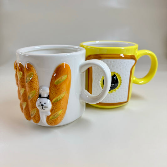 3D Bread Cat Ceramic Mugs