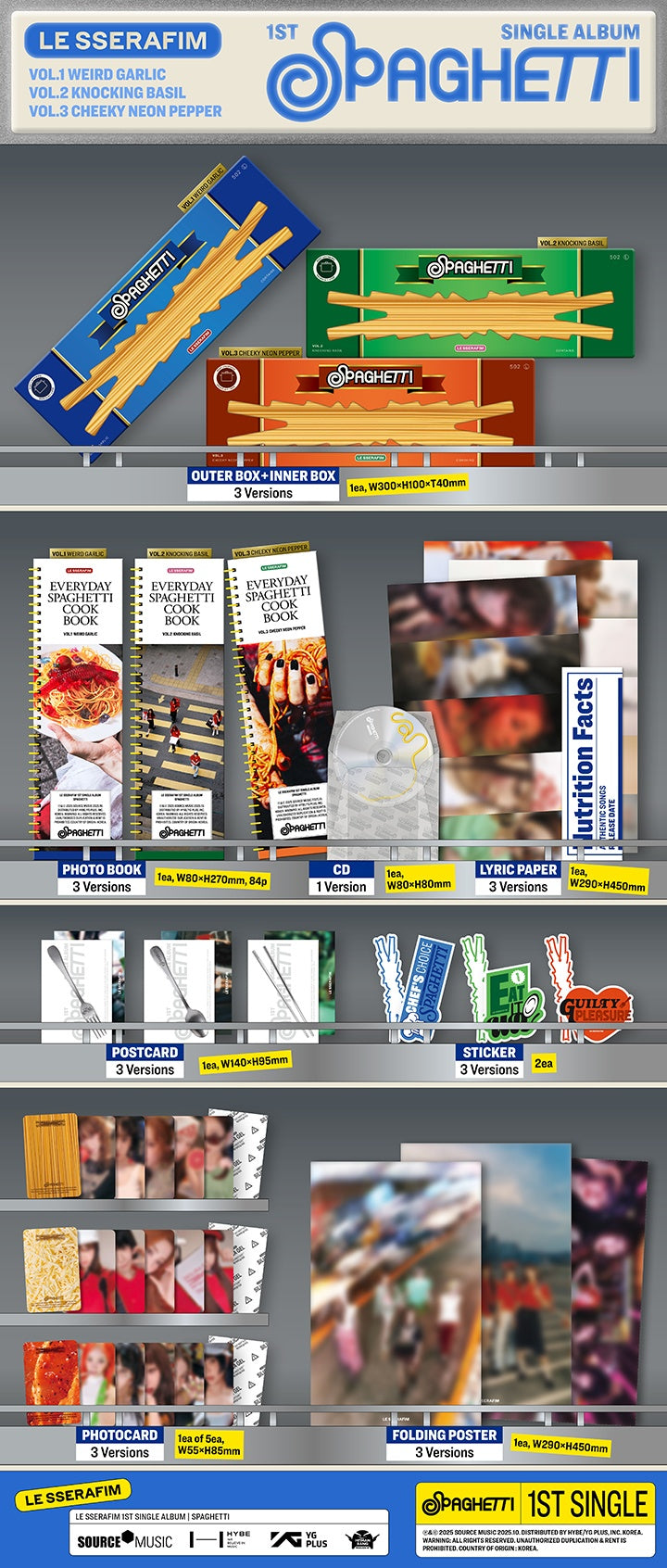 (Pre-order) LE SSERAFIM - 1st Single Album [SPAGHETTI]