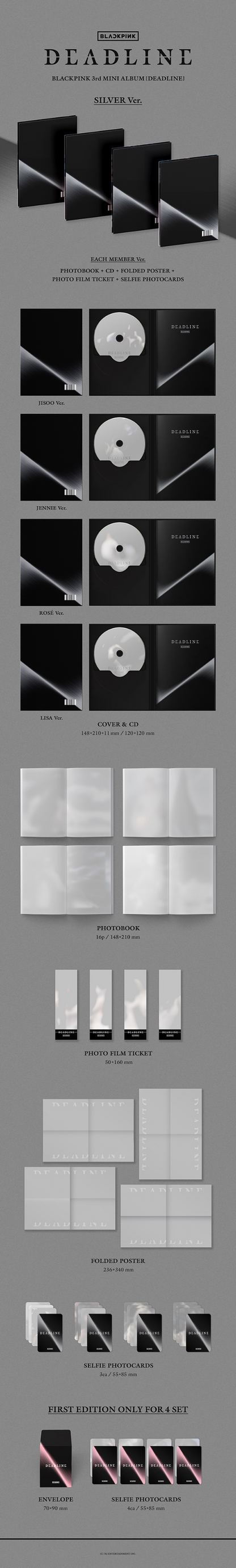 (Pre-order) BLACKPINK - 3rd Mini Album [DEADLINE] (SILVER Ver.)