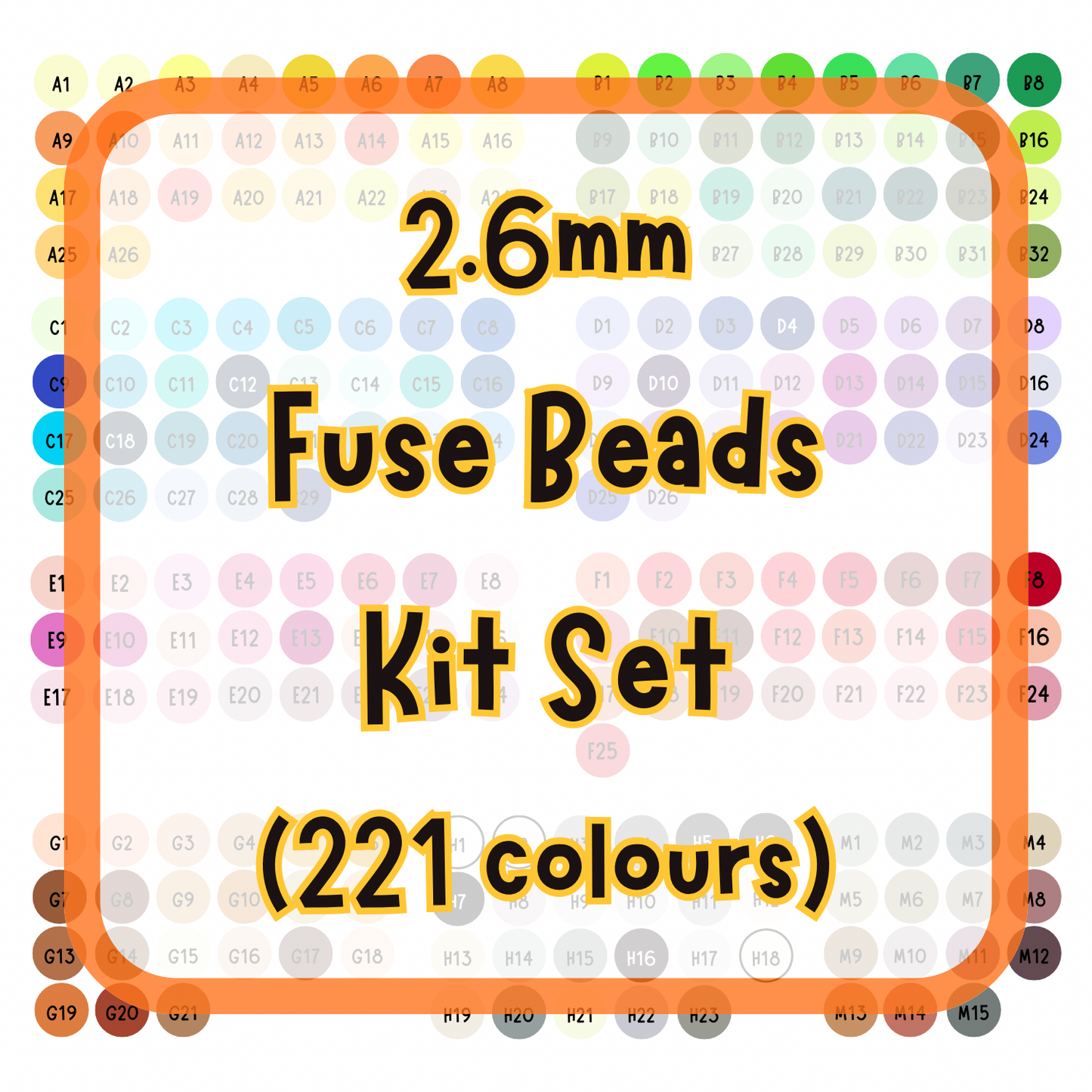2.6mm Fuse Beads Kit Set - 221 colours (with tools)