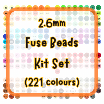 2.6mm Fuse Beads Kit Set - 221 colours (with tools)