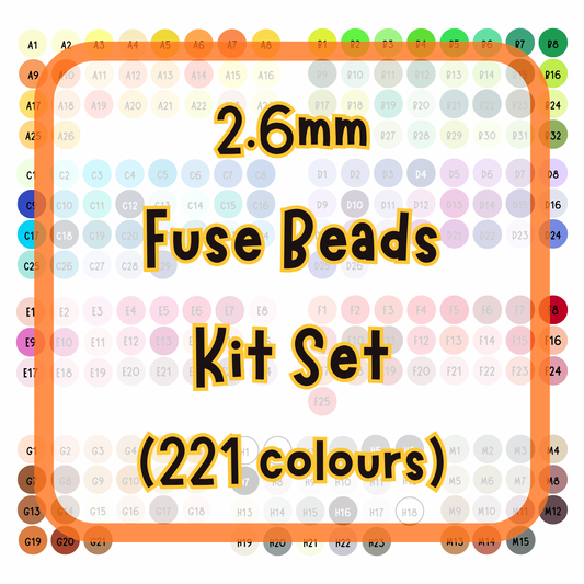 2.6mm Fuse Beads Kit Set - 221 colours (with tools)