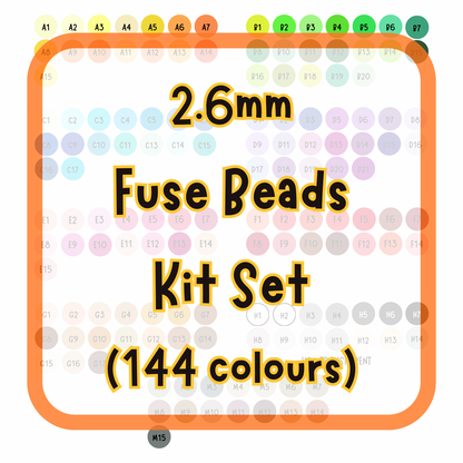 2.6mm Fuse Beads Kit Set - 144 colours (with tools)