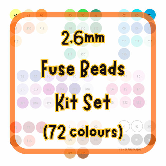 2.6mm Fuse Beads Kit Set - 72 colours (with tools)