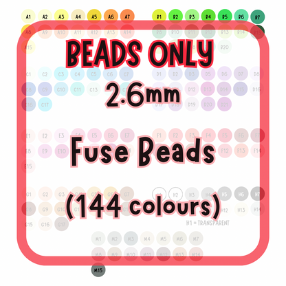 2.6mm Fuse Beads - 144 colours (Beads ONLY)
