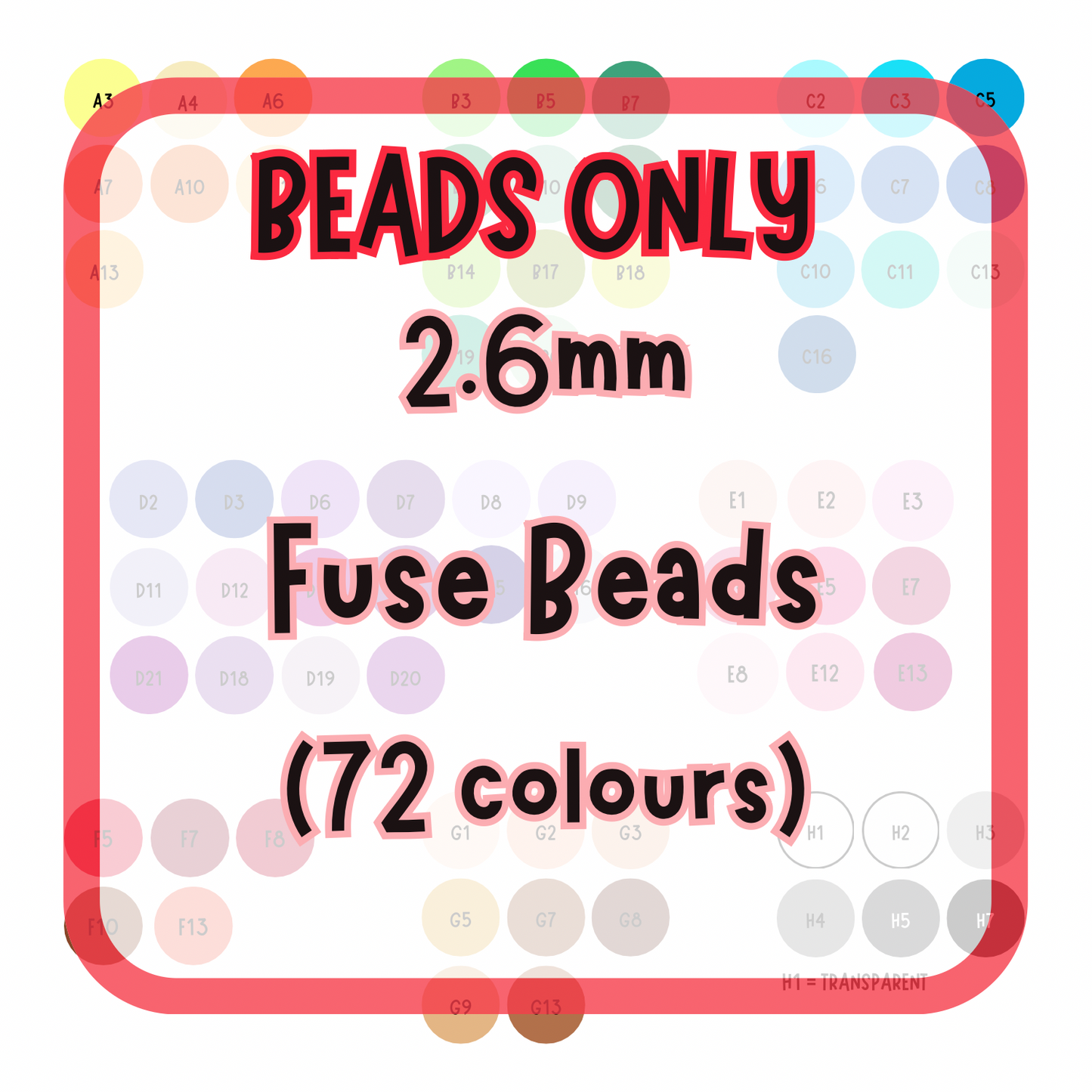 2.6mm Fuse Beads - 72 colours (Beads ONLY)