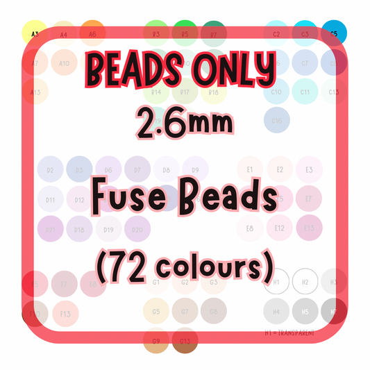 2.6mm Fuse Beads - 72 colours (Beads ONLY)