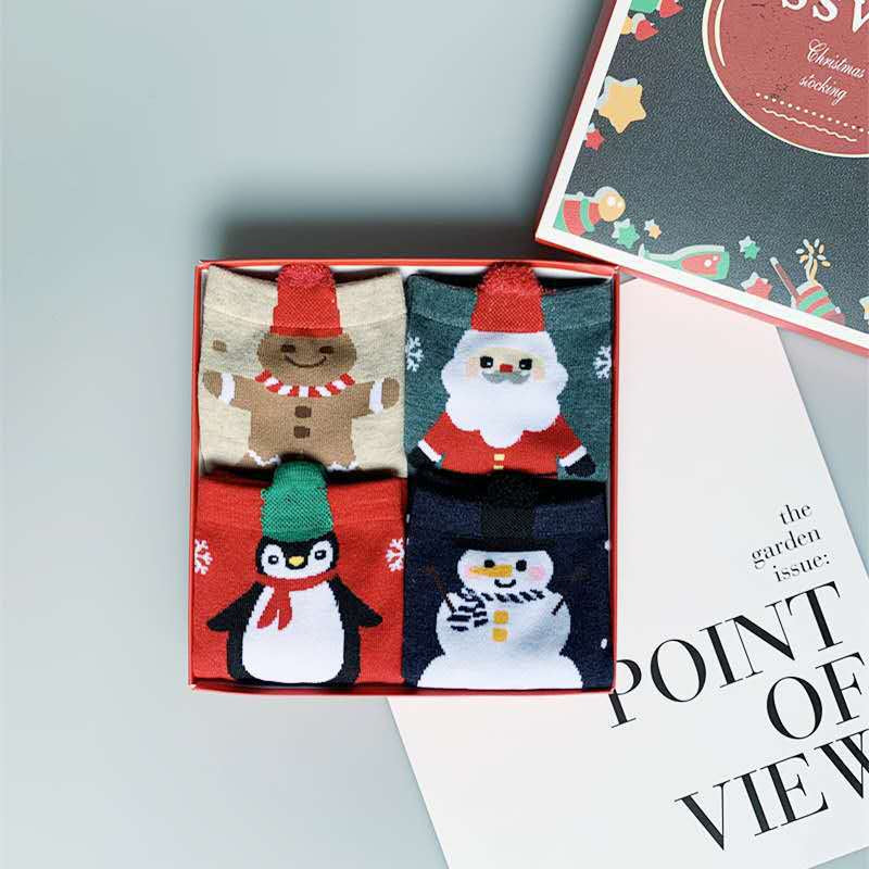 Christmas Cotton Socks Gift Box (4 Pairs)