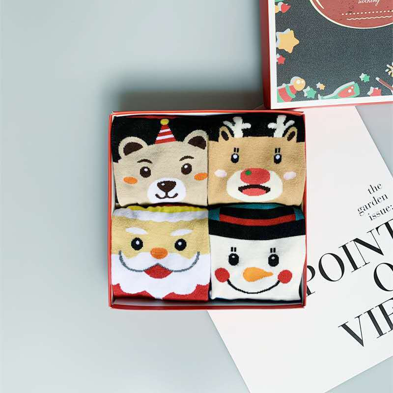 Christmas Cotton Socks Gift Box (4 Pairs)