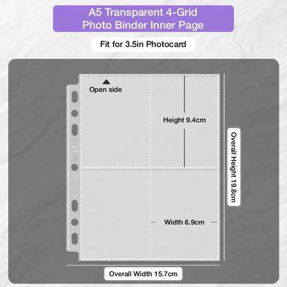 ⭐️Special⭐️ A5/A6 Photocard Binder (4-grid) + Bonus 4PK Binder Inner Page