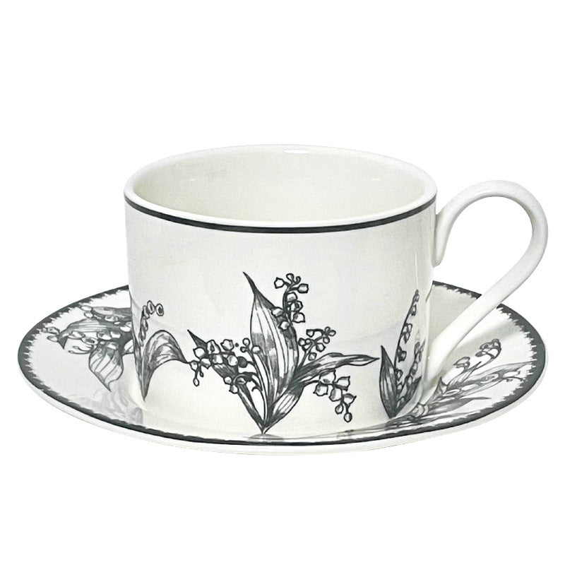 Black Bell Orchid Ceramic Mug Set