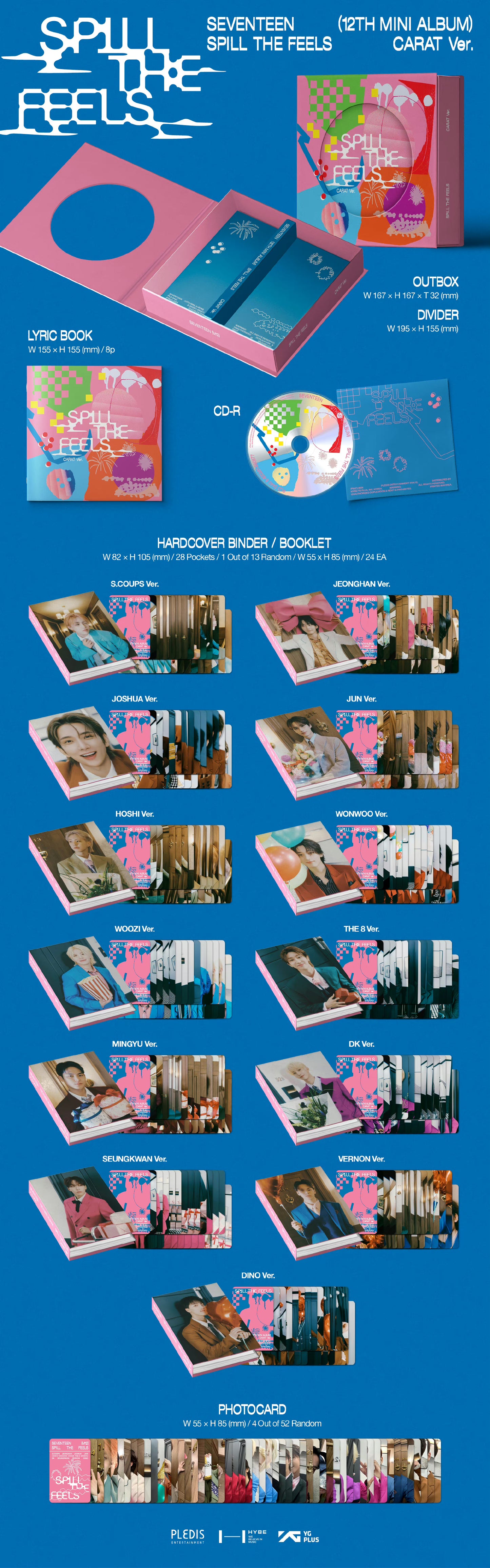 (Pre-order) SEVENTEEN - 12th Mini Album [SPILL THE FEELS] (Carat ver.)(Random)