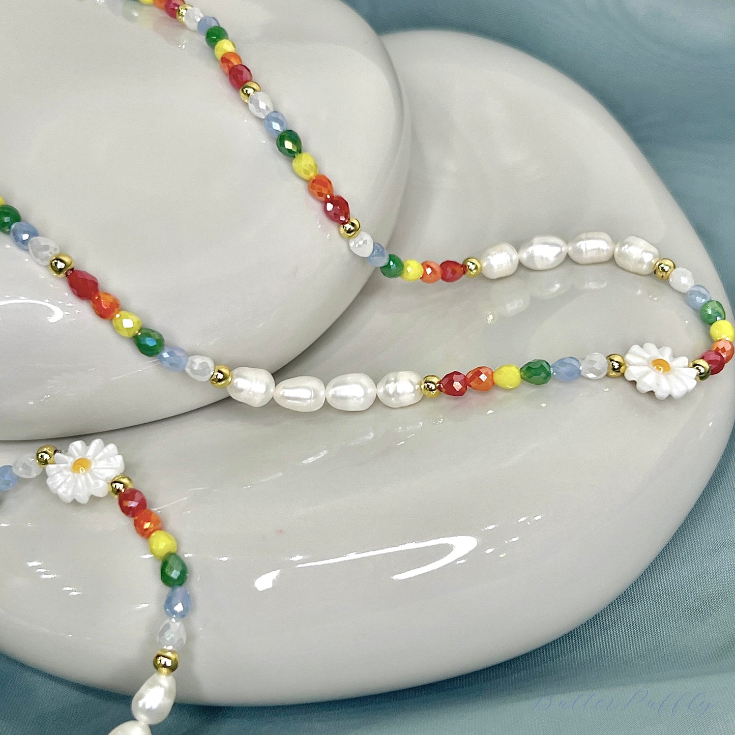 Colourful Pearl Flower Beaded Necklaces (1 PC)