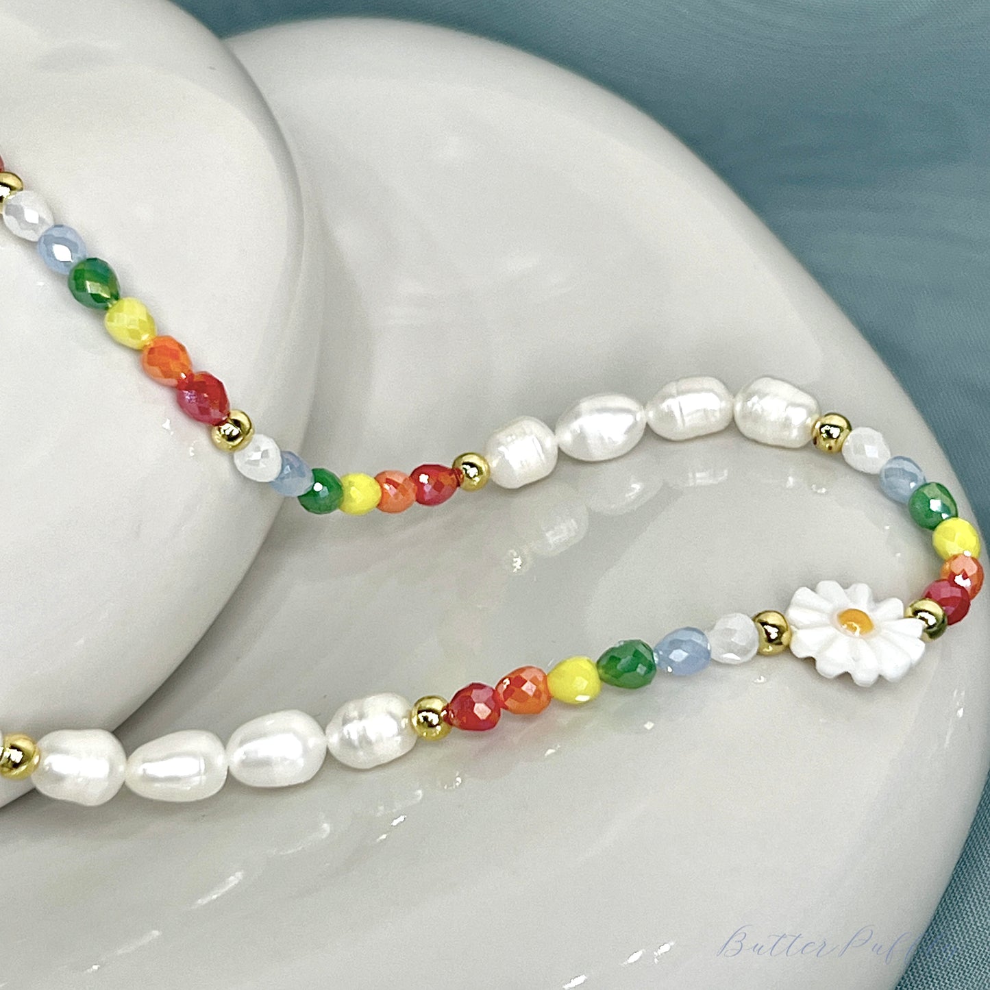 Colourful Pearl Flower Beaded Necklaces (1 PC)