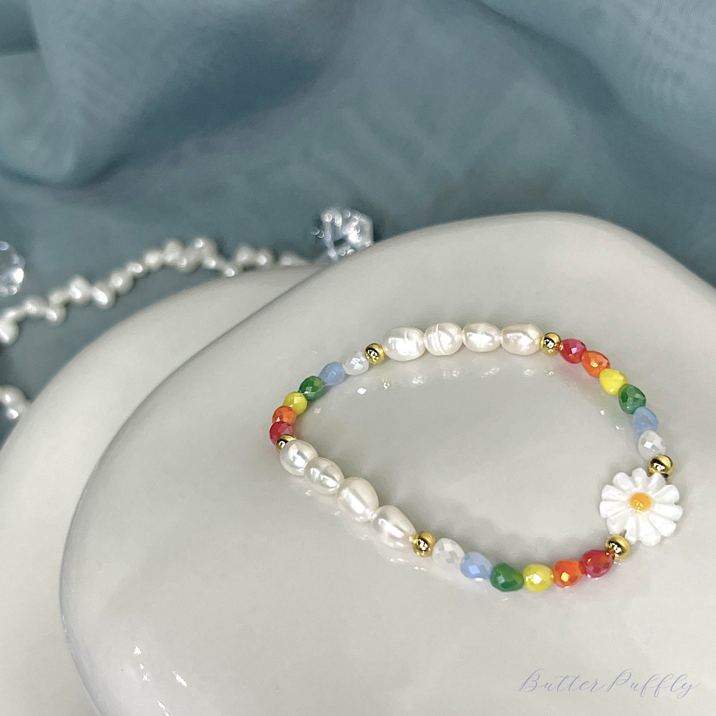 Colourful Pearl Flower Beaded Bracelets (1 PC)