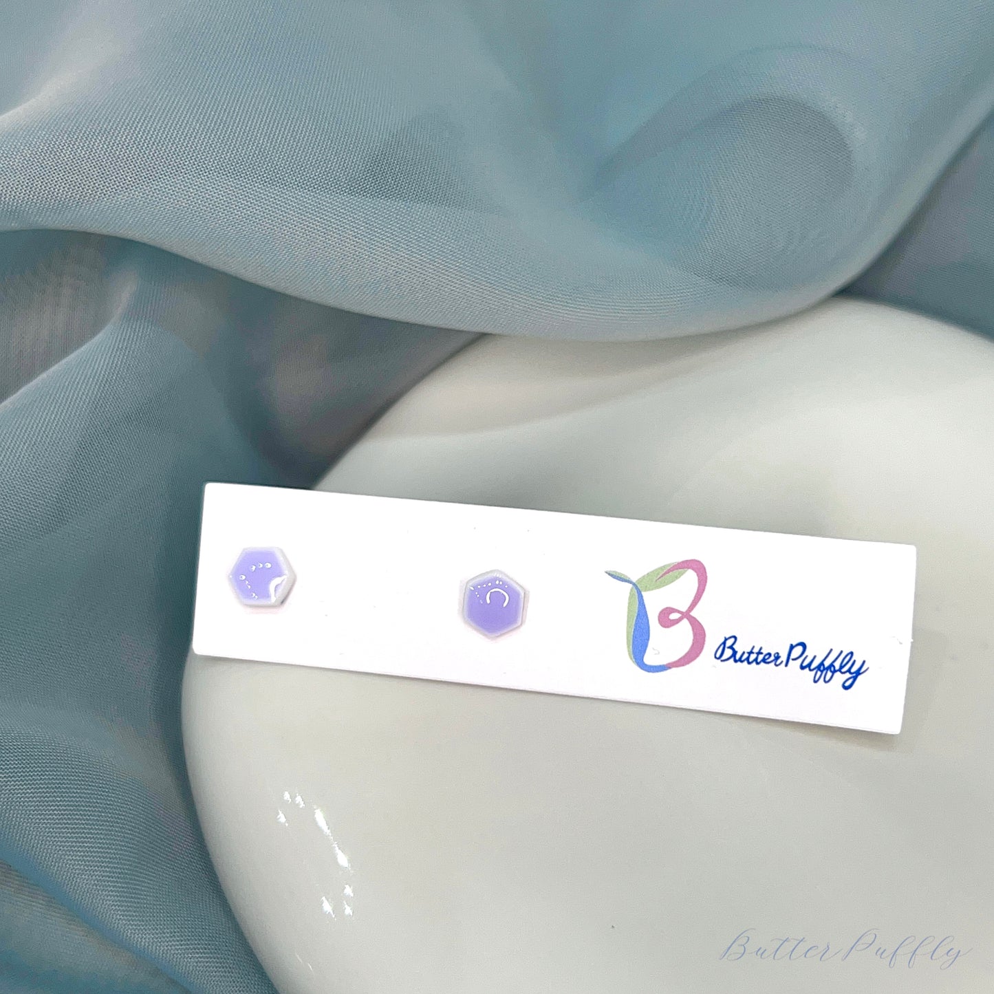 Small-Sized Purple Delicate Cute Girly Ceramic Ear Studs  (1 Pair)