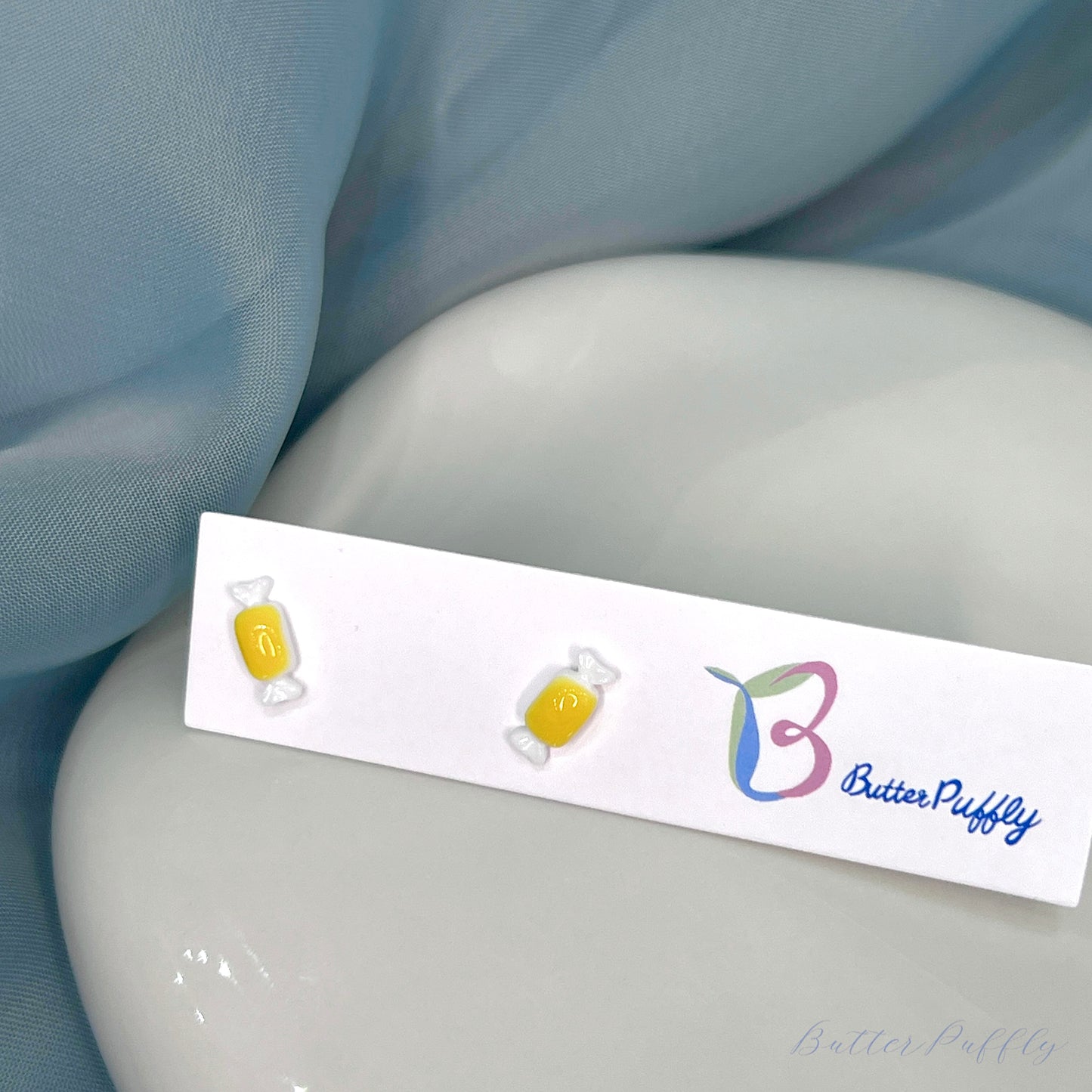 Small-Sized Yellow Delicate Cute Girly Ceramic Ear Studs (1 Pair)